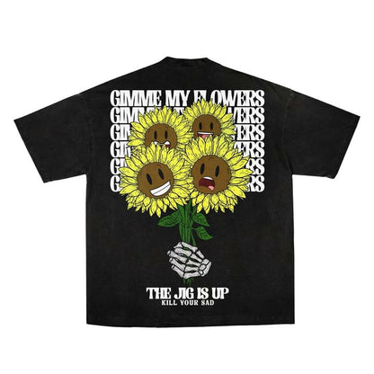 GIMME MY FLOWERS BLACK TEE