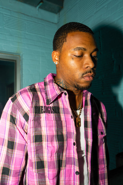 PINK NOIR DISTRESSED FLANNEL